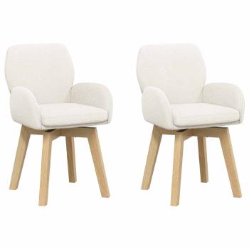 Drehstuhl Esszimmer 2 stk. Bouclé Creme 54 x 58 x 87 cm