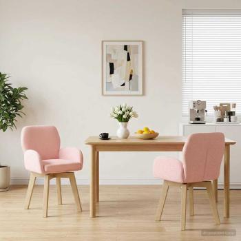 ARDEBO.de - Drehstuhl Esszimmer 2 Stk. Bouclé Rosa 54 x 58 x 87 cm