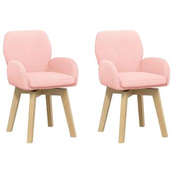 Drehstuhl Esszimmer 2 Stk. Bouclé Rosa 54 x 58 x 87 cm