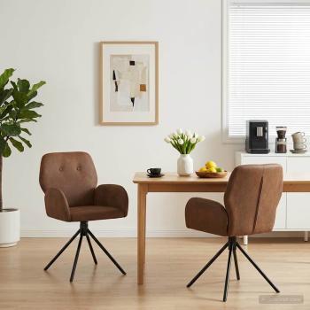 ARDEBO.de - Drehstuhl Esszimmer 2 Stk. Kunstwildleder Braun 54 x 55 x 86 cm