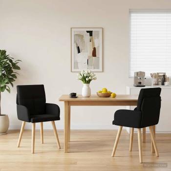 ARDEBO.de - Esszimmerstühle 2 Stk. Stoff Schwarz 60 x 56 x 96 cm