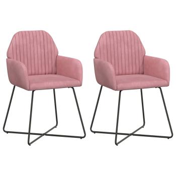 Esszimmerstühle 2 stk. Samt Rosa 55 x 50 x 84 cm