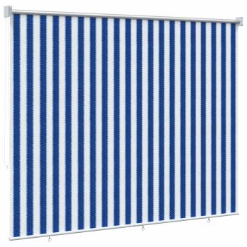 Außenrollo 90% UV-Block Blau-weiß gestreift 120 x 140 cm HDPE