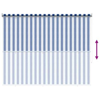 Außenrollo 90% UV-Block Blau-weiß gestreift 200 x 140 cm HDPE