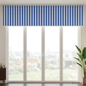 Außenrollo 90% UV-Block Blau-weiß gestreift 350 x 140 cm HDPE