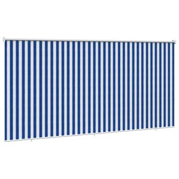 Außenrollo 90% UV-Block Blau-weiß gestreift 350 x 140 cm HDPE