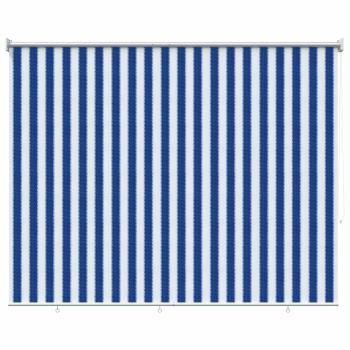 Außenrollo 90% UV-Block Blau-weiß gestreift 180 x 230 cm HDPE
