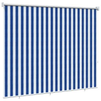 Außenrollo 90% UV-Block Blau-weiß gestreift 180 x 230 cm HDPE