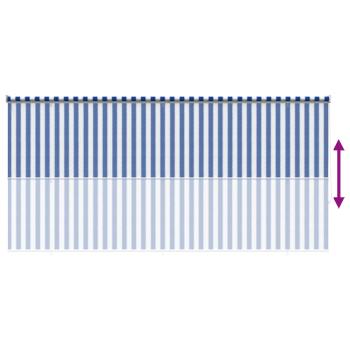 Außenrollo 90% UV-Block Blau-weiß gestreift 400 x 230 cm HDPE