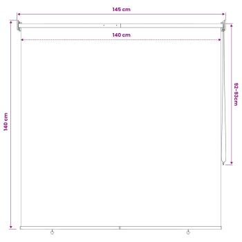 Außenrollo 90% UV-Block Schwarz 140 x 140 cm HDPE