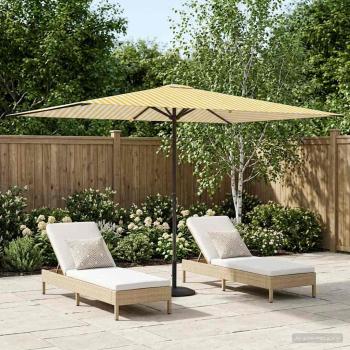 ARDEBO.de - Gartensonnenschirm Rechteckig 2 x 3 m Polyester Gelb und Weiß