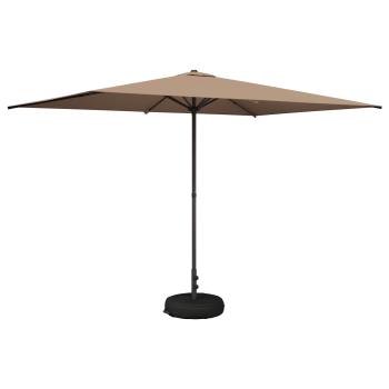 Garten-Schirm mit Fuß 200 x 300 cm Polyester Rechteckig Taupe