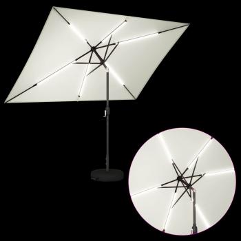 Gartenparasol mit LED-Lichtern und Sockel 200 x 300 cm