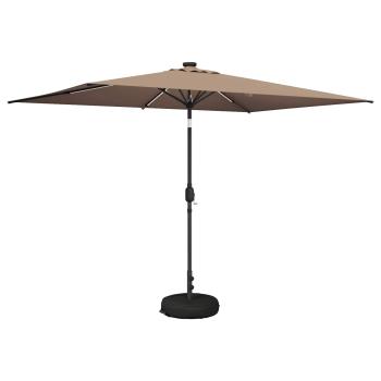 Gartenparasol mit LED-Lichtern und Sockel 200 x 300 cm