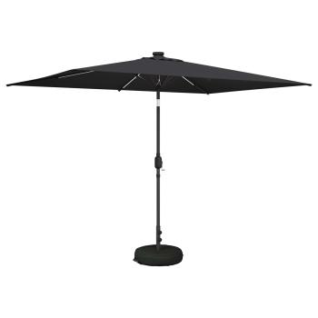 Gartenparasol mit LED-Lichtern und Sockel 200 x 300 cm