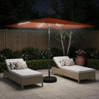 Gartenparasol mit LED-Lichtern und Sockel 200 x 300 cm