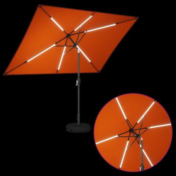 Gartenparasol mit LED-Lichtern und Sockel 200 x 300 cm