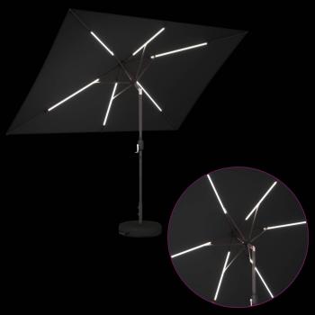 Gartenparasol mit LED-Lichtern und Sockel 200 x 300 cm