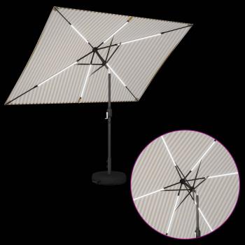 Gartenparasol mit LED-Lichtern und Sockel 200 x 300 cm