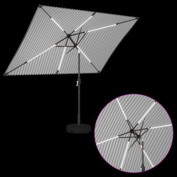 Gartenparasol mit LED-Lichtern und Sockel 200 x 300 cm