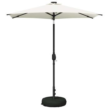 Gartenparasol mit LED-Lichtern und Sockel 2,3 x 2,3 m Polyester