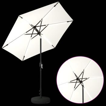 Gartenparasol mit LED-Lichtern und Sockel 2,3 x 2,3 m Polyester