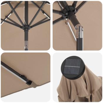 Gartenparasol mit LED-Lichtern und Sockel 230 x 230 cm