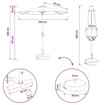 Gartenparasol mit LED-Lichtern und Sockel 230 x 230 cm