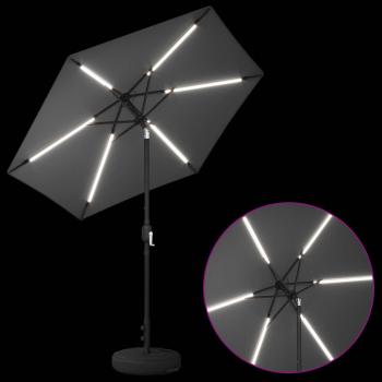 Gartenparasol mit LED-Lichtern und Sockel 230 x 230 cm