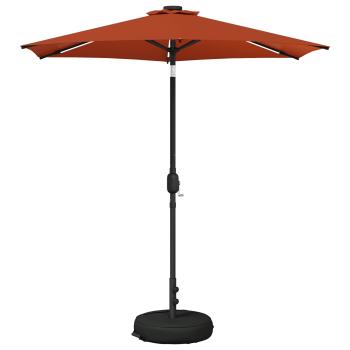 Gartenparasol mit LED-Lichtern und Sockel 230 x 230 cm