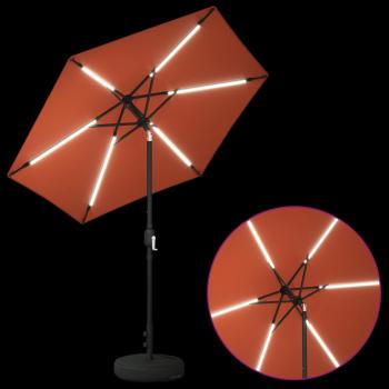 Gartenparasol mit LED-Lichtern und Sockel 230 x 230 cm