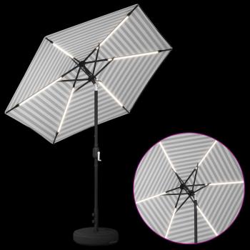 Gartenparasol mit LED-Lichtern und Sockel 2,3 x 2,3 m Polyester
