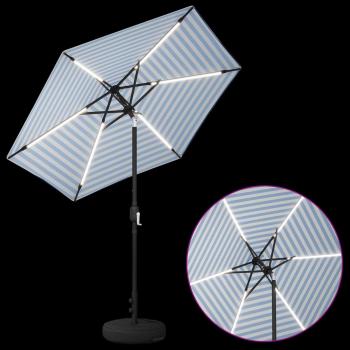 Gartenparasol mit LED-Lichtern und Sockel 230 x 230 cm