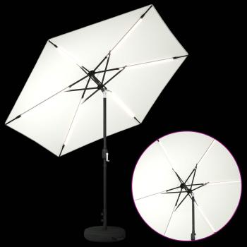 Gartenparasol mit LED-Lichtern und Sockel 270 x 270 cm
