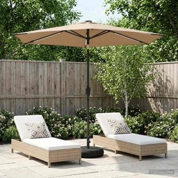 ARDEBO.de - Gartenparasol mit LED-Lichtern und Sockel 2,7 x 2,7 m Polyester