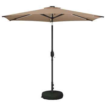 Gartenparasol mit LED-Lichtern und Sockel 2,7 x 2,7 m Polyester