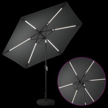 Gartenparasol mit LED-Lichtern und Sockel 270 x 270 cm