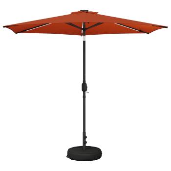 Gartenparasol mit LED-Lichtern und Sockel 270 x 270 cm