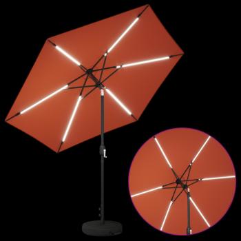 Gartenparasol mit LED-Lichtern und Sockel 270 x 270 cm