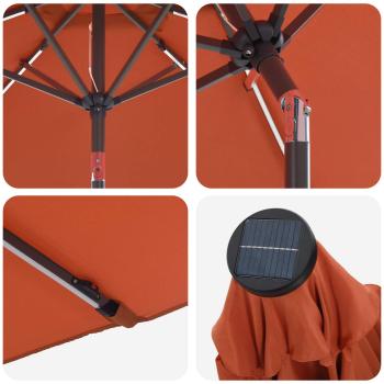 Gartenparasol mit LED-Lichtern und Sockel 270 x 270 cm