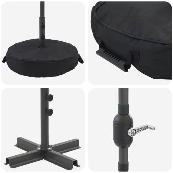 Gartenparasol mit LED-Lichtern und Sockel 270 x 270 cm