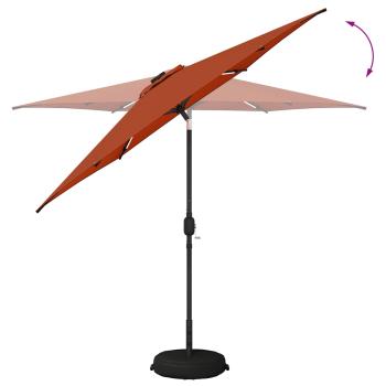 Gartenparasol mit LED-Lichtern und Sockel 270 x 270 cm