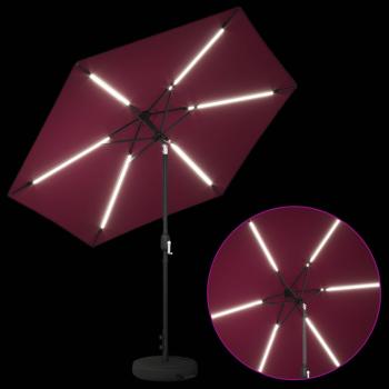 Gartenparasol mit LED-Lichtern und Sockel 270 x 270 cm