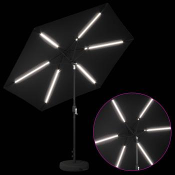 Gartenparasol mit LED-Lichtern und Sockel 270 x 270 cm