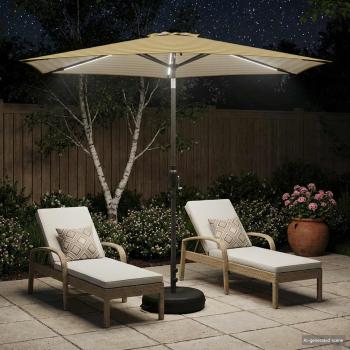 Gartenparasol mit LED-Lichtern und Sockel 270 x 270 cm