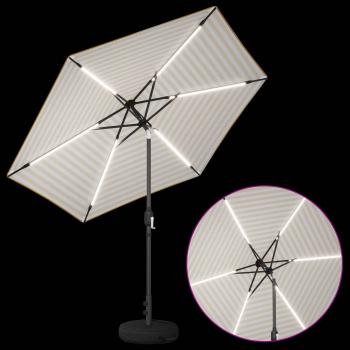 Gartenparasol mit LED-Lichtern und Sockel 270 x 270 cm