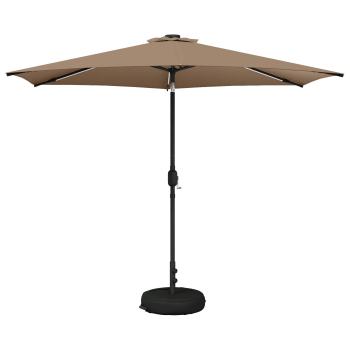 Gartenparasol mit LED-Lichtern und Sockel 300 x 300 cm