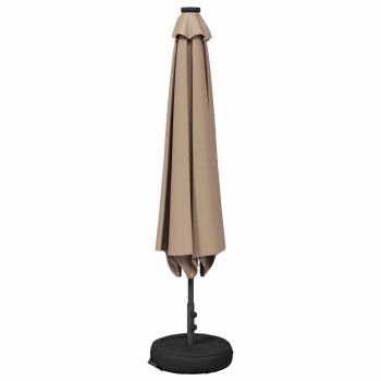Gartenparasol mit LED-Lichtern und Sockel 300 x 300 cm