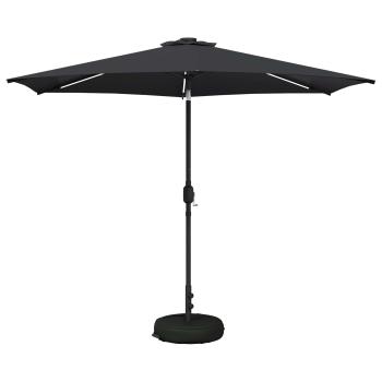 Gartenparasol mit LED-Lichtern und Sockel 300 x 300 cm