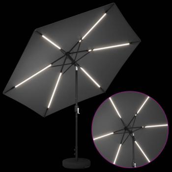 Gartenparasol mit LED-Lichtern und Sockel 300 x 300 cm